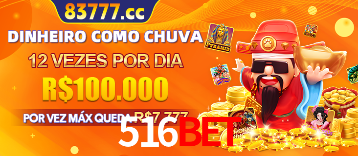 Banner do programa de recompensas Recomende para amigos do 516BET, detalhando os bônus por convidar amigos, com prêmios que chegam a R$288.888.
