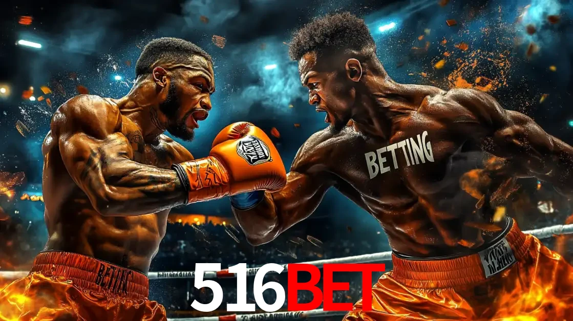 Dois boxeadores em uma luta intensa e explosiva, representando a adrenalina e as oportunidades de apostas em esportes de combate disponíveis na plataforma 516BET.