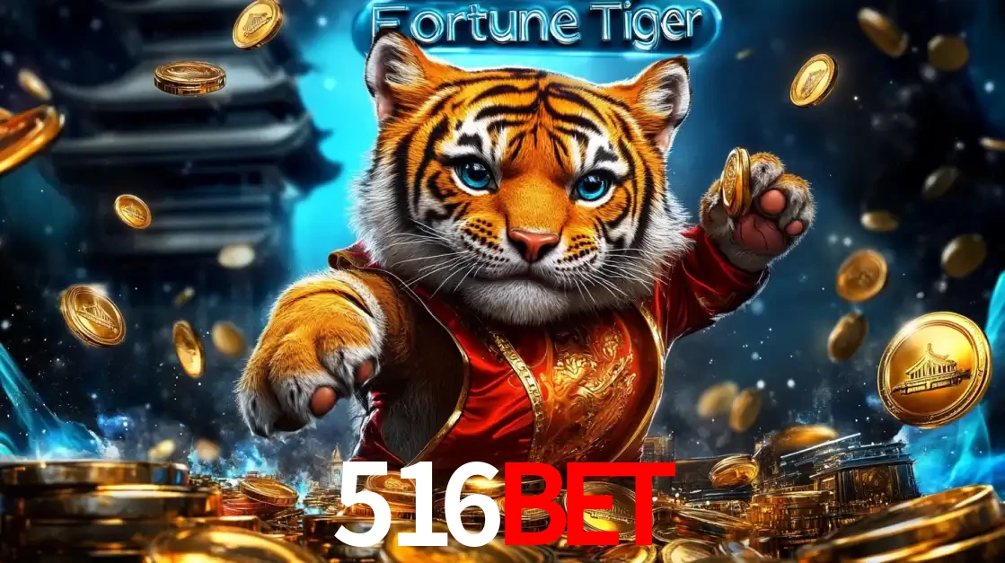 Imagem promocional do jogo de slot Fortune Tiger, com um tigre majestoso em traje tradicional cercado por uma fortuna em moedas de ouro, disponível agora no cassino 516BET.